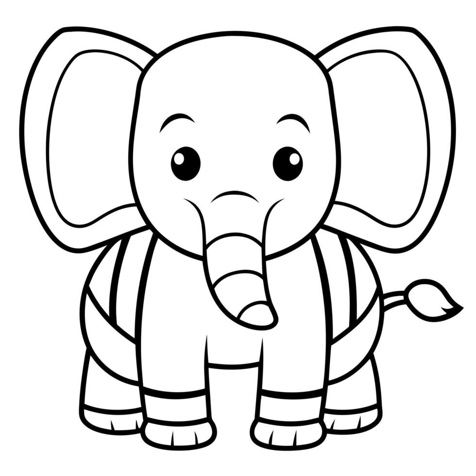 cartoon elephant, illustration line art vector