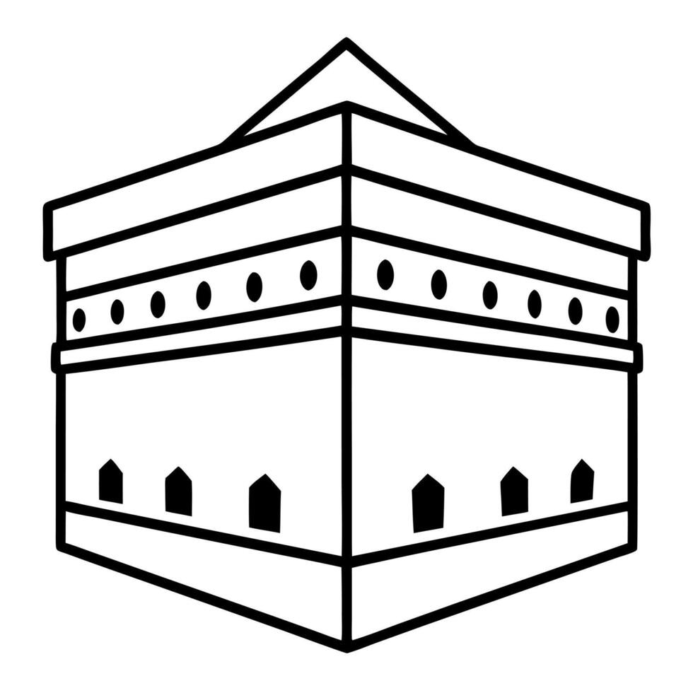 holy kaaba in mecca saudi arabia hand drawn sketch illustration, illustration line vector