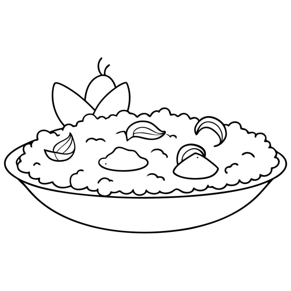 paella, illustration line art vector