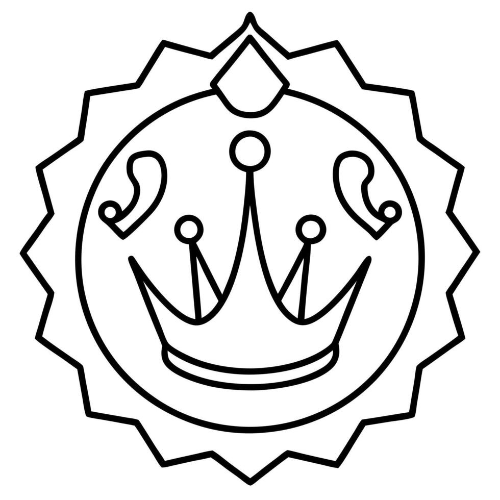 a crown-shaped badge with a detailed crown design, incorporating fishing elements like hooks or vector