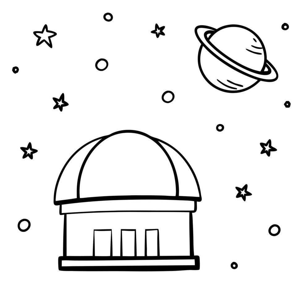 planetarium, illustration line art vector