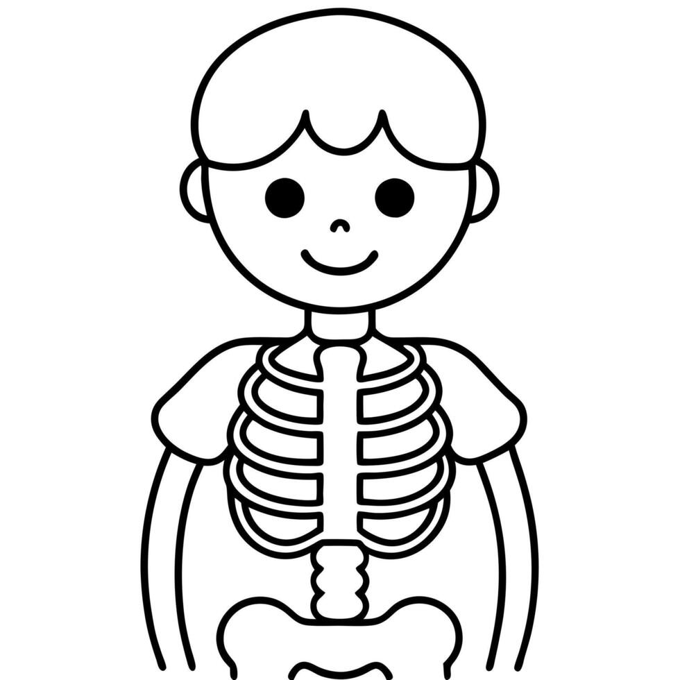 x for x ray black and whait for kids, illustration line art vector
