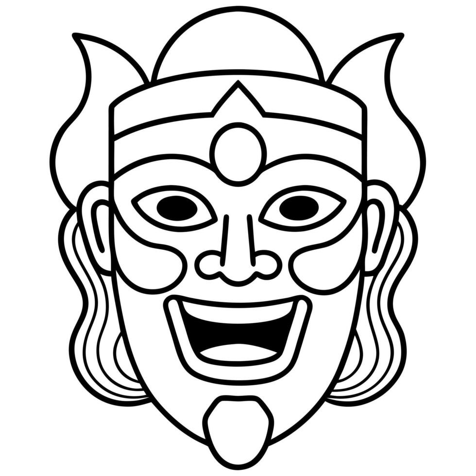 korean national masks hahwedan, illustration line art vector