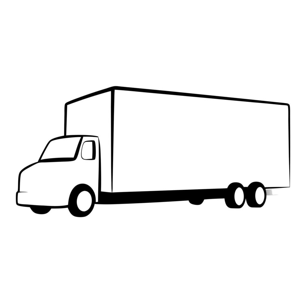 semi truck, illustration line art vector