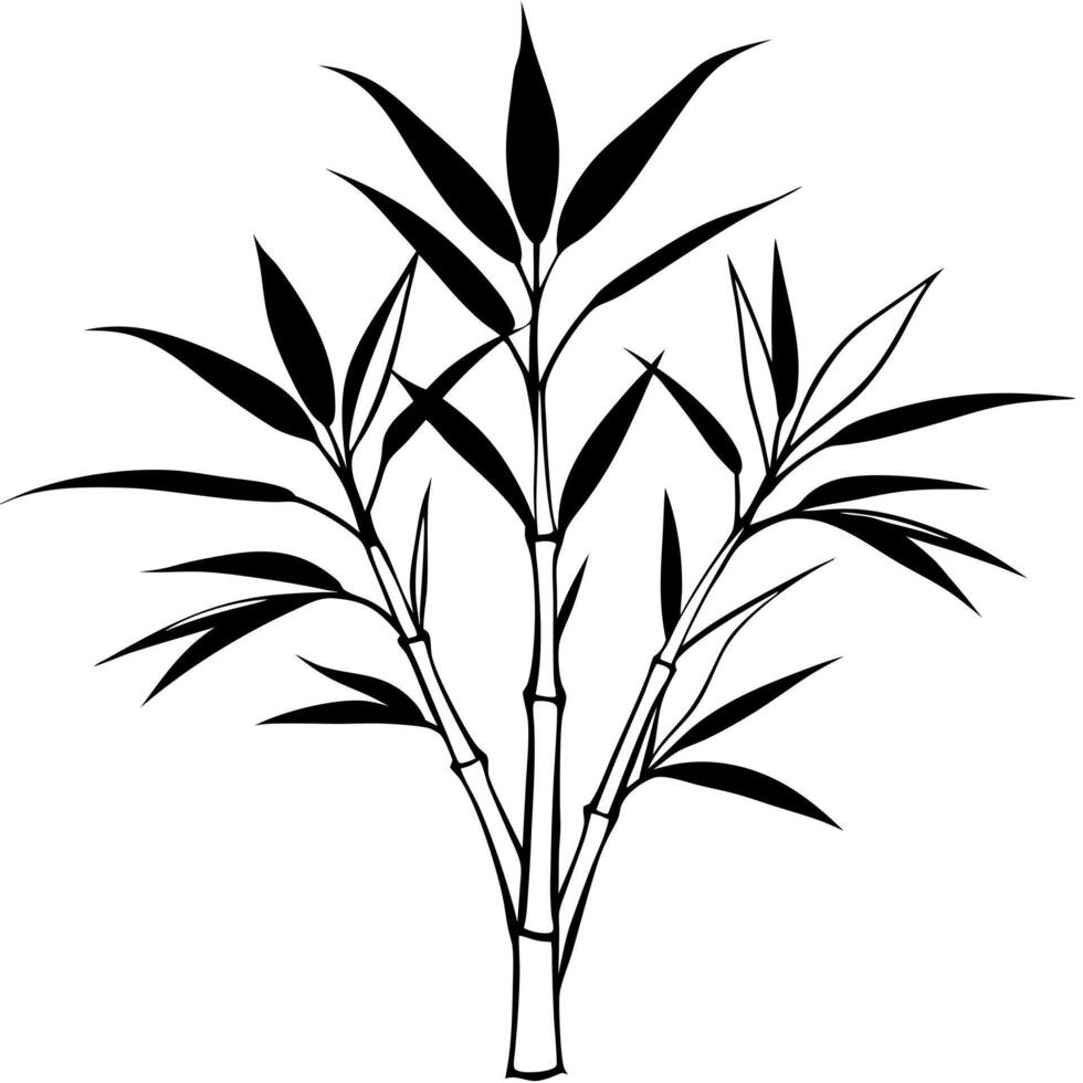 3d rendering of dynamic bamboo with silhouette beautiful line art, illustration line art vector