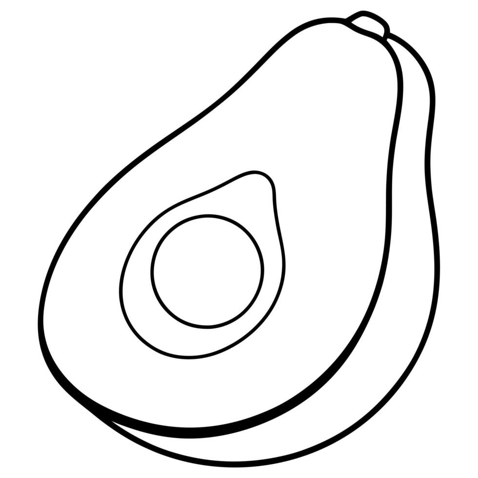 half avocados in watercolor drawing, illustration line art vector
