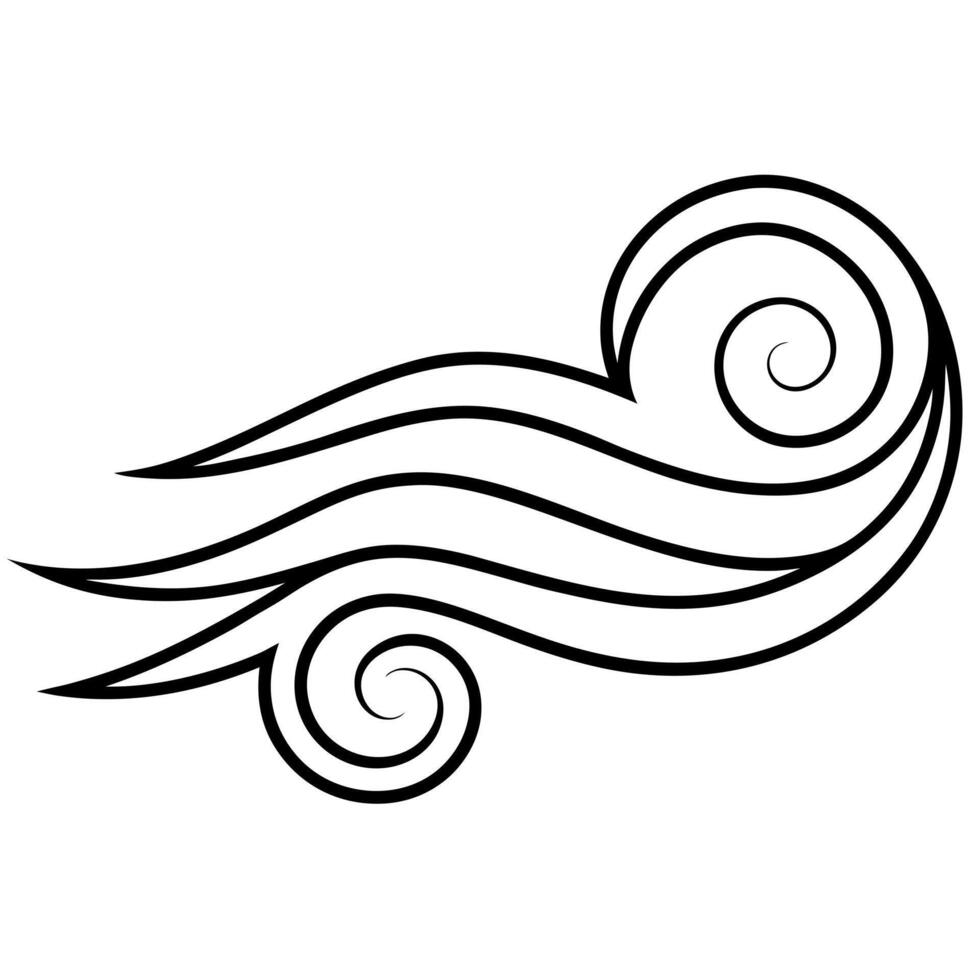 wind icon, line drawing, illustration line art vector