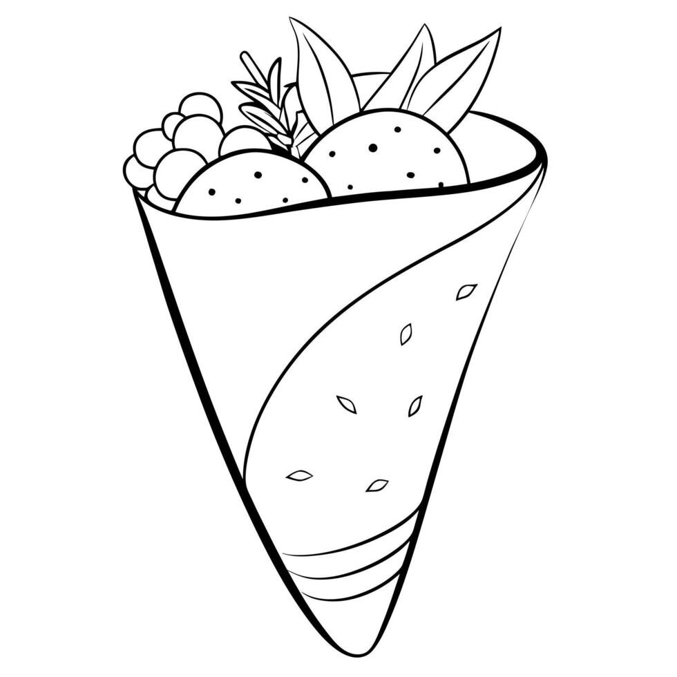 hummus wrap, illustration line art vector