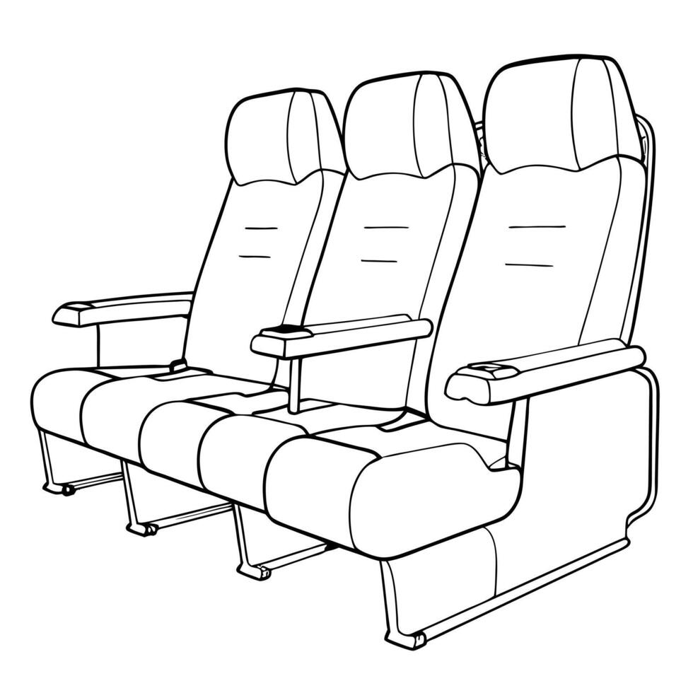 private jet seats, illustration line art vector