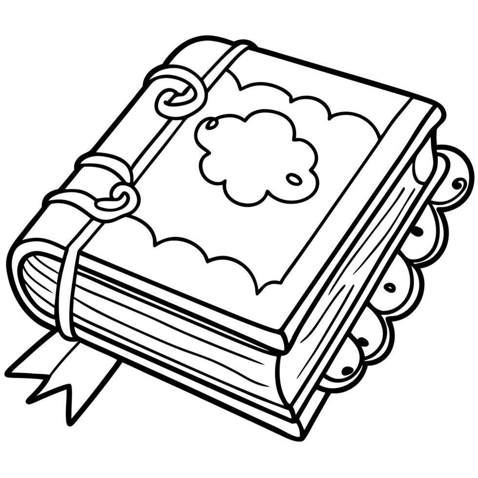 this is for a colouring book page, image of a cute and cozy diary , the image should clear outlines vector
