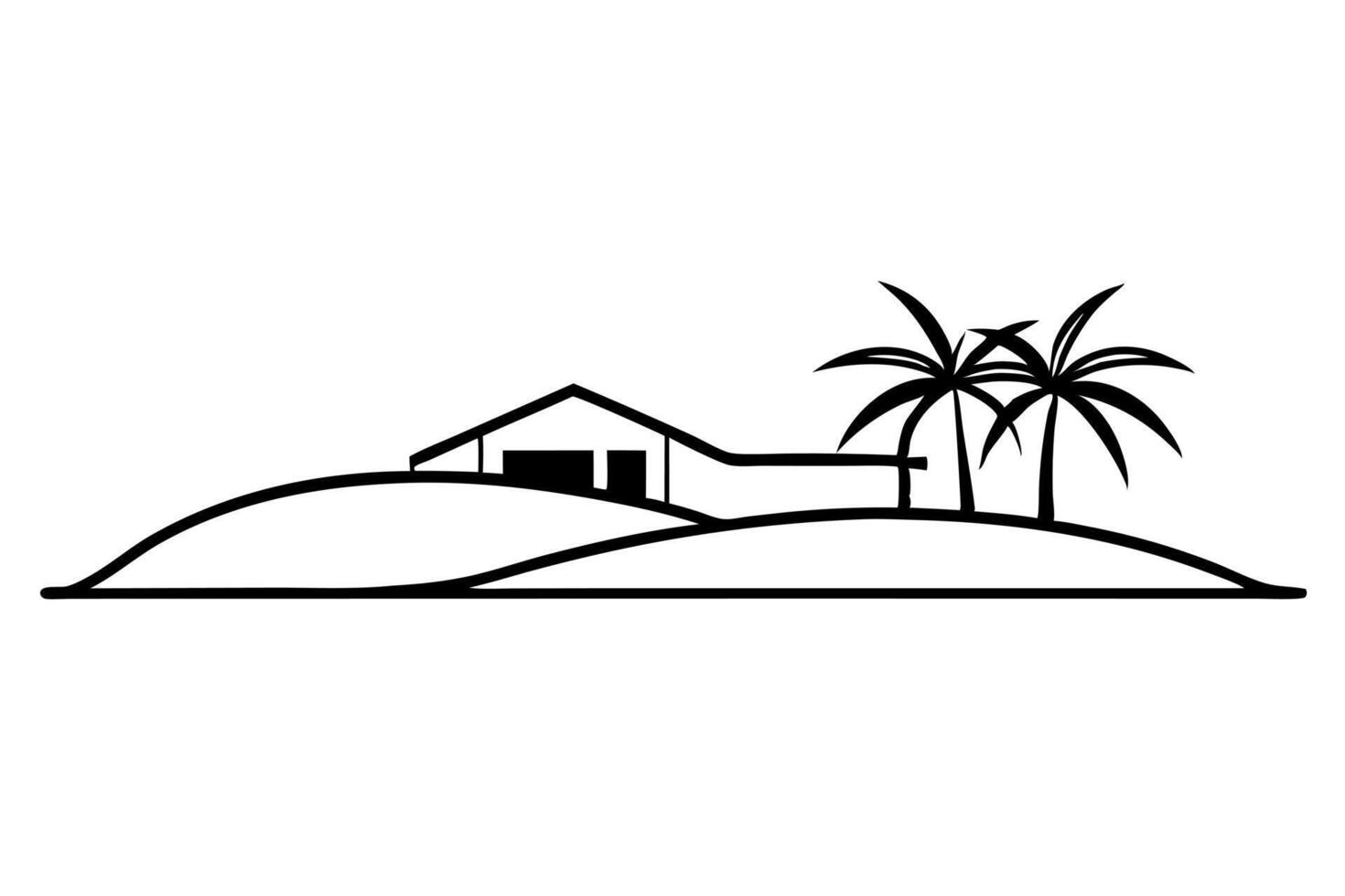 minimal resort silhouette illustration on white background, illustration line art vector