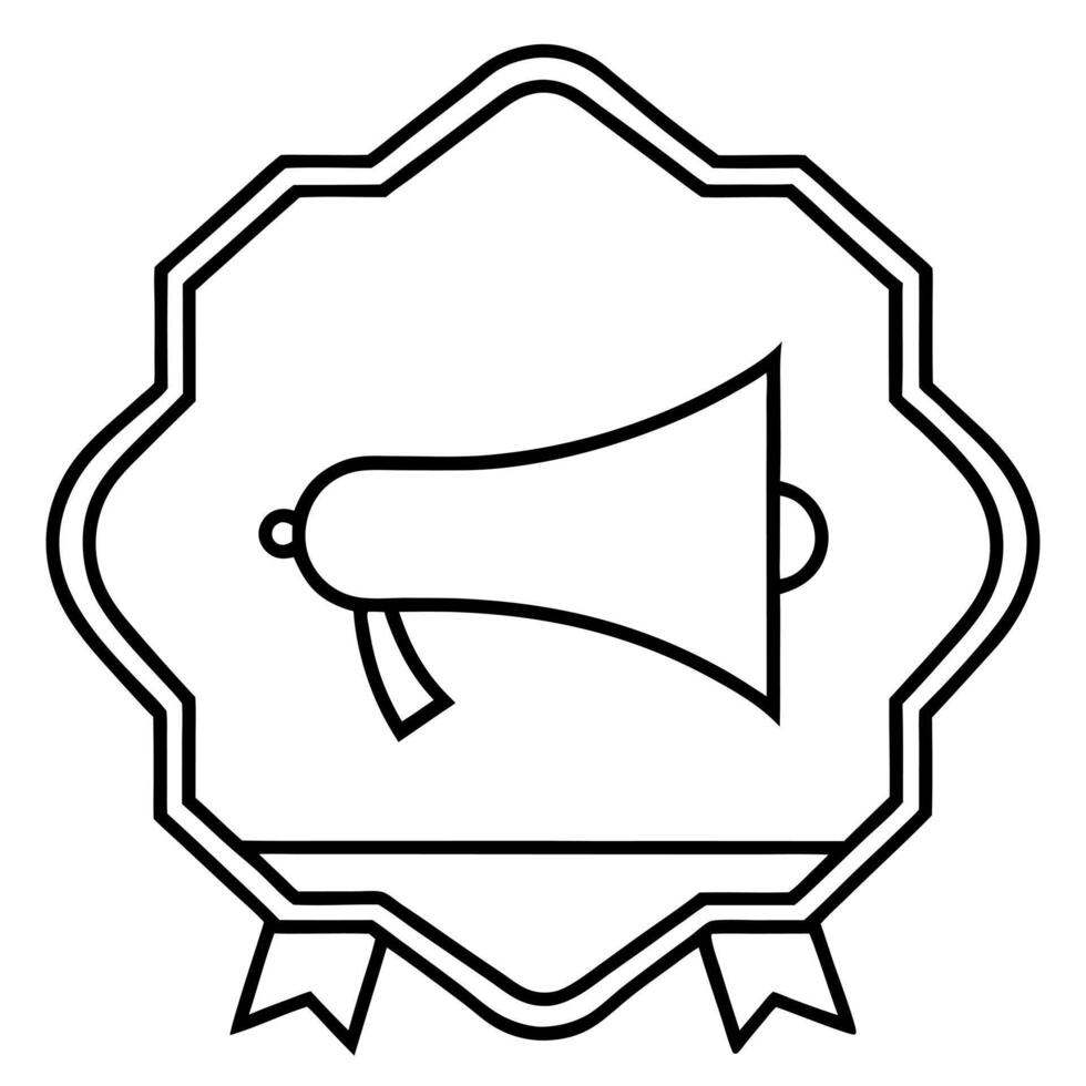 cheers megaphone monogram frame icon on white background, illustration line art vector