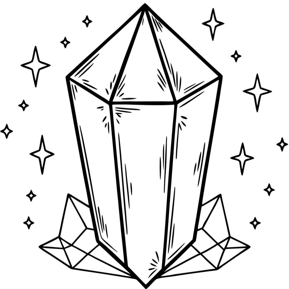 magic crystal, illustration line art vector