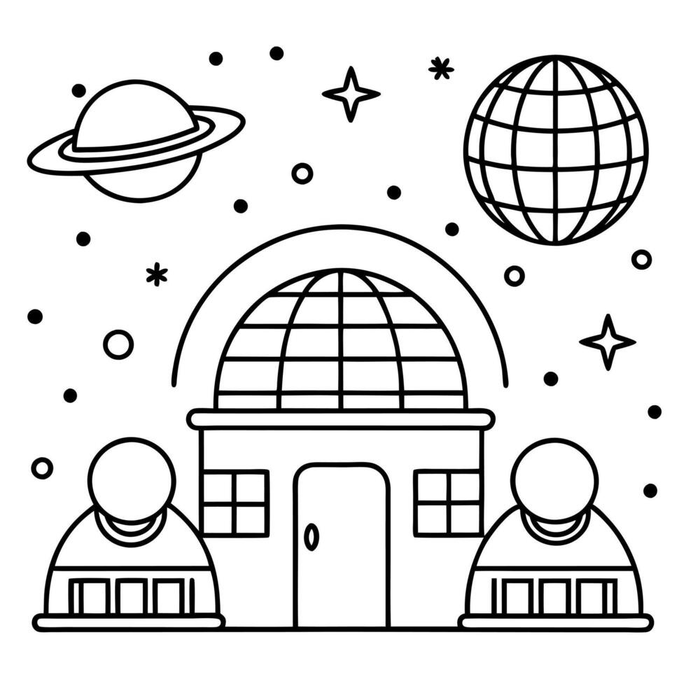 a large space station with multiple domes, antennas, and solar panels floating among the stars the vector