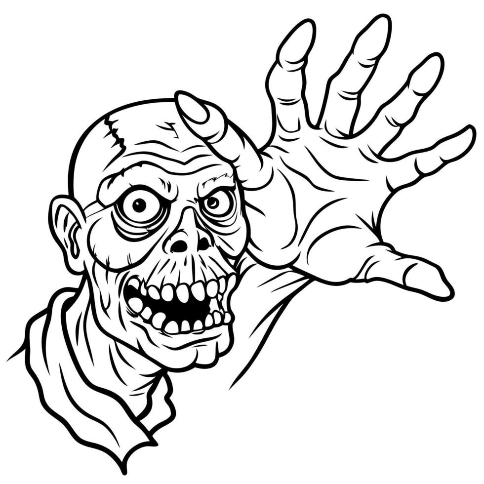 creepy realistic zombie hand prop with decayed skin and outstretched fingers on transparent vector