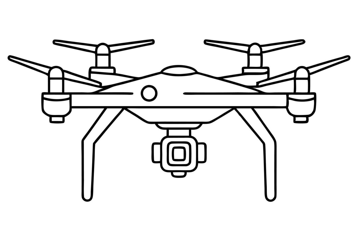 a drone icon on white background, illustration line art vector
