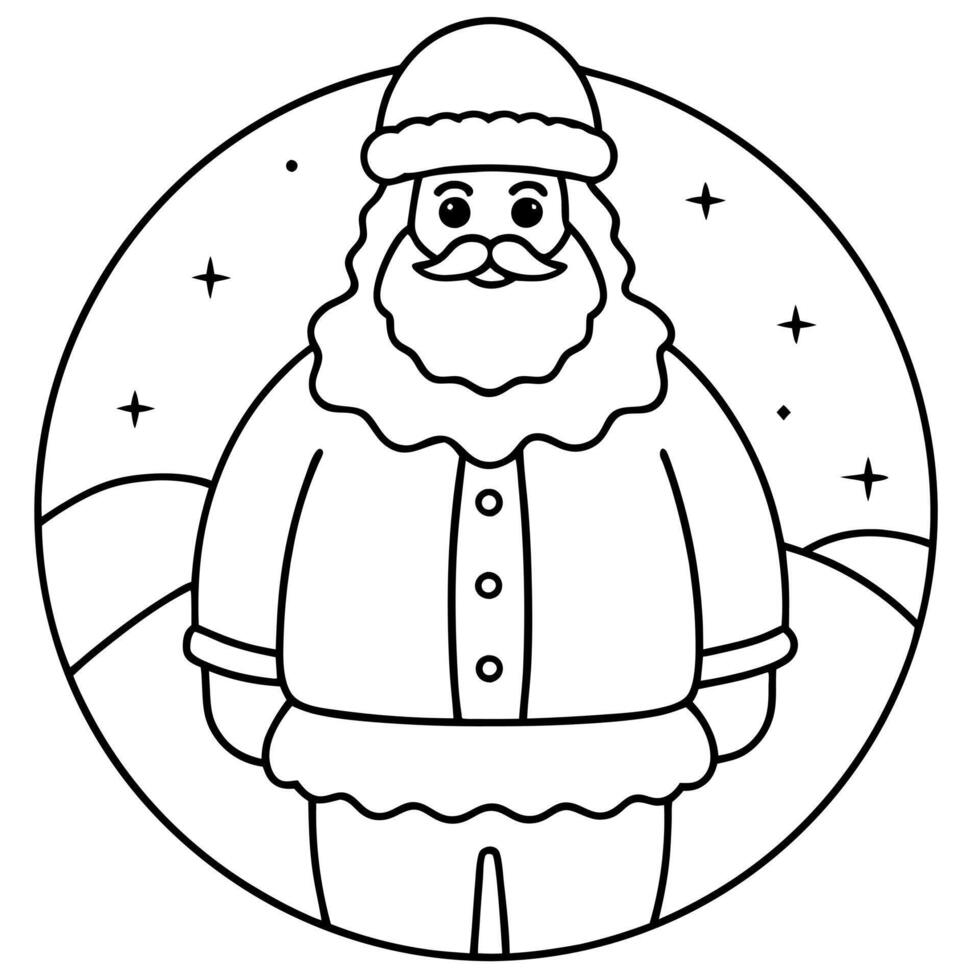 santa claus at the north pole, illustration line art vector