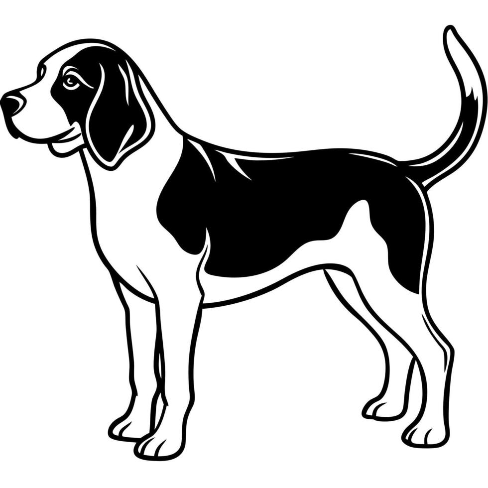 silhouette beagle dog illustration design with black and white colour, illustration vector