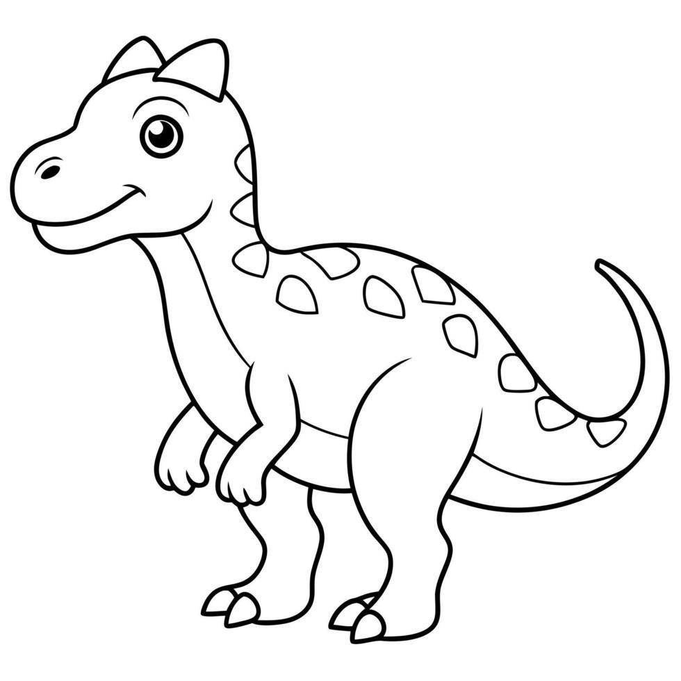 cute dinosaur carnotaurus coloring page, illustration line art vector