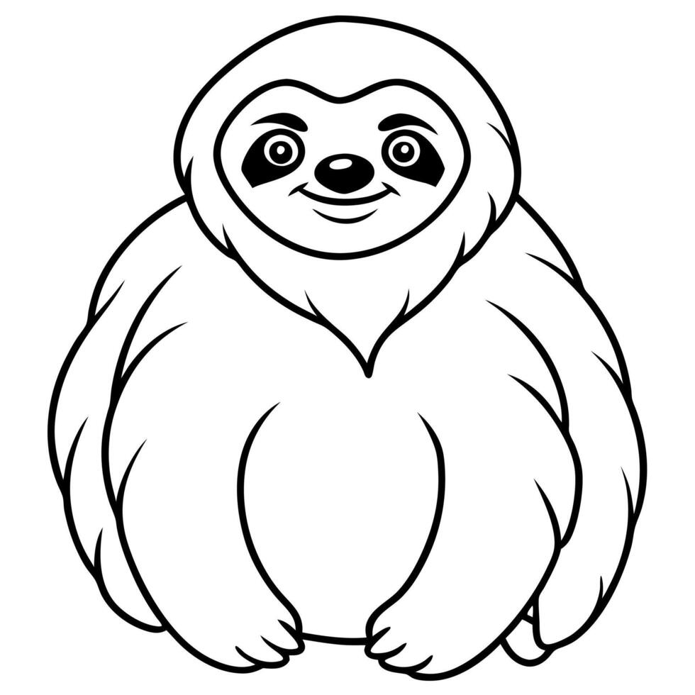 sloth full image, illustration line art vector
