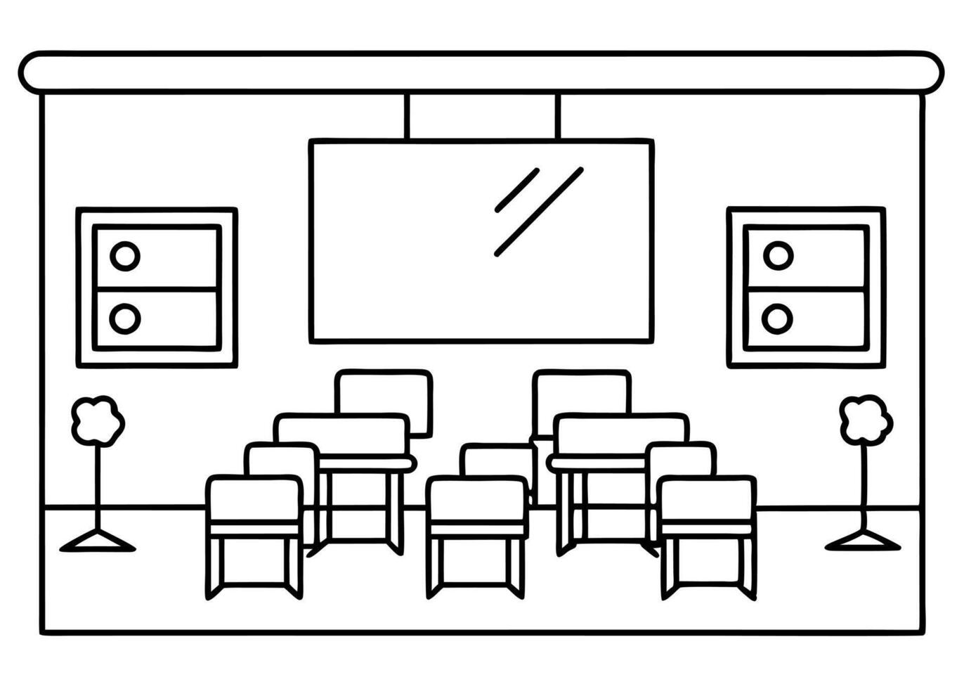 my classroom, illustration line art vector