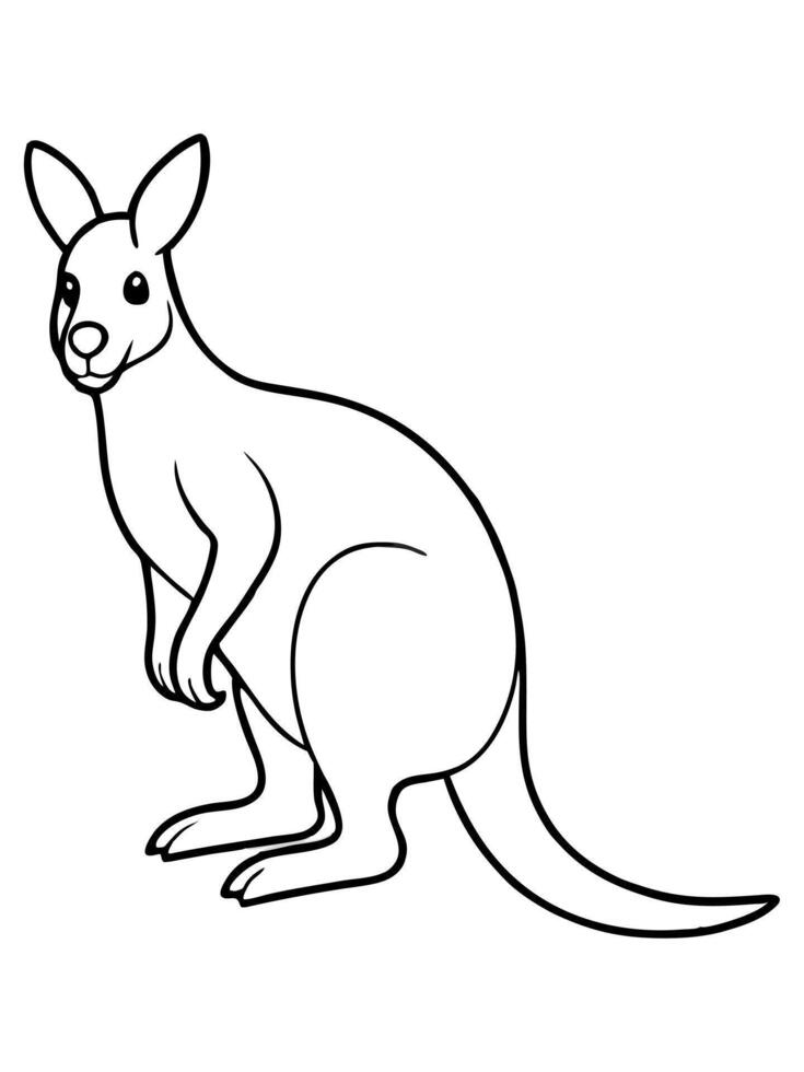 coloring book page, kangaroo, black and white, clear dark lines drawing as simple as vector