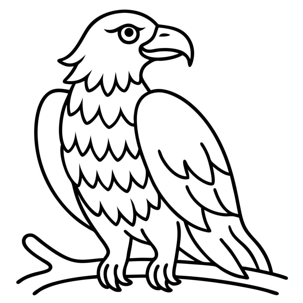 eagle sitting on branche line art, illustration line art vector