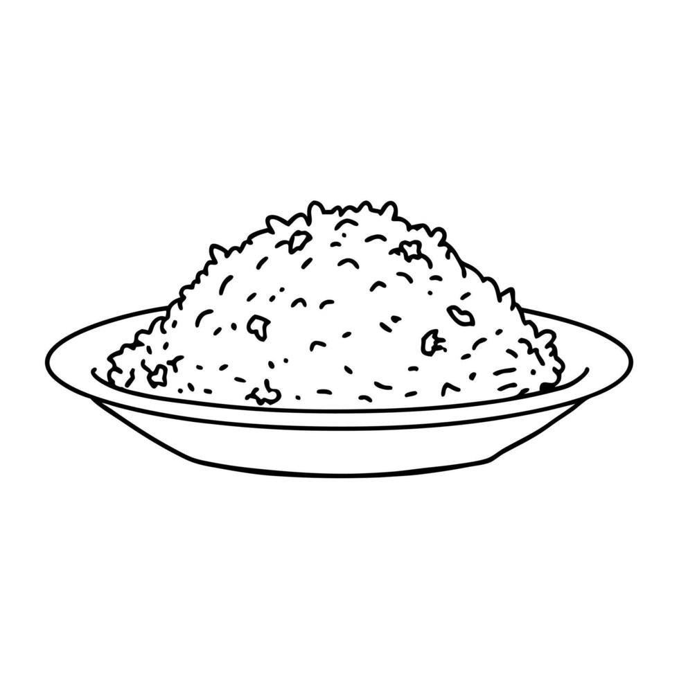 khao pad fried rice, illustration line art vector