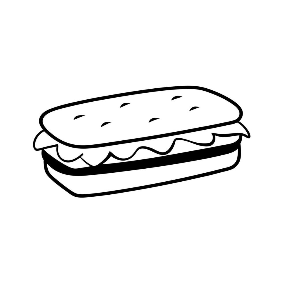 grilled vegetable sandwich, illustration line art vector