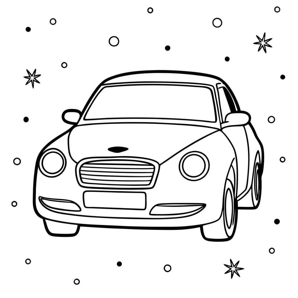 minimal icon of car, illustration line art vector