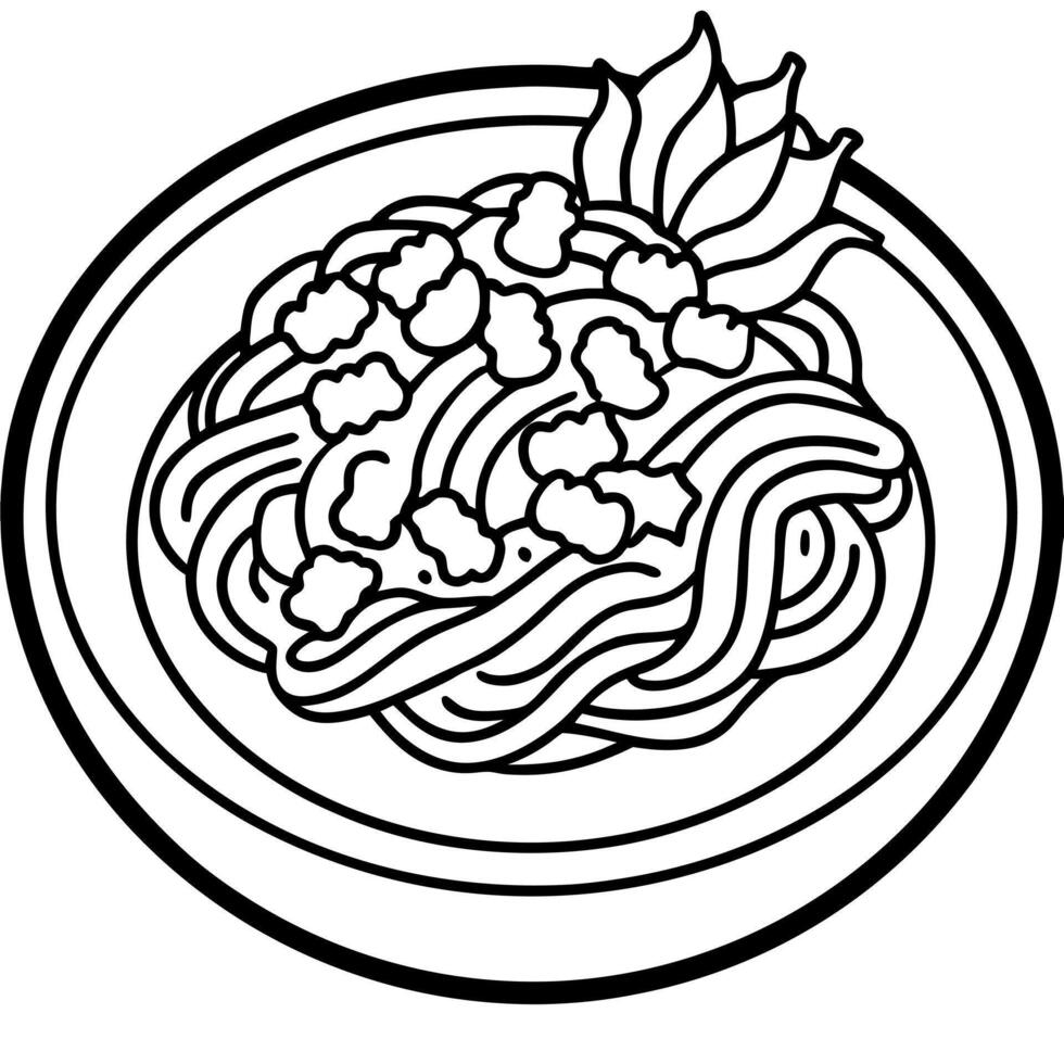 creamy pasta carbonara with scrambled eggs, crispy bacon, and parmesan cheese, isolated on a vector