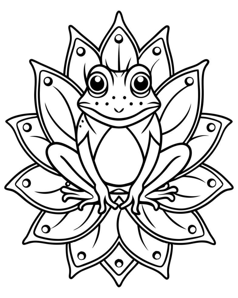illustrate a frog sitting on a lily pad, with its body and the surrounding water detailed with vector