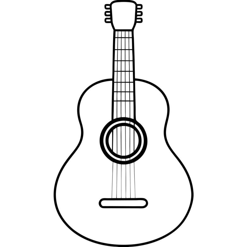 acoustic guitar, illustration line art vector