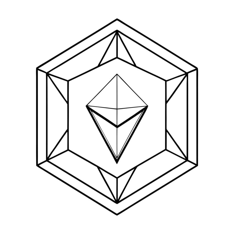 geometric cyber emblem, illustration line art vector