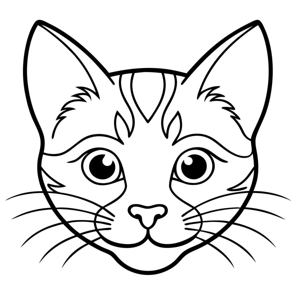 a cat head illustration sticker and white baground, illustration line art vector