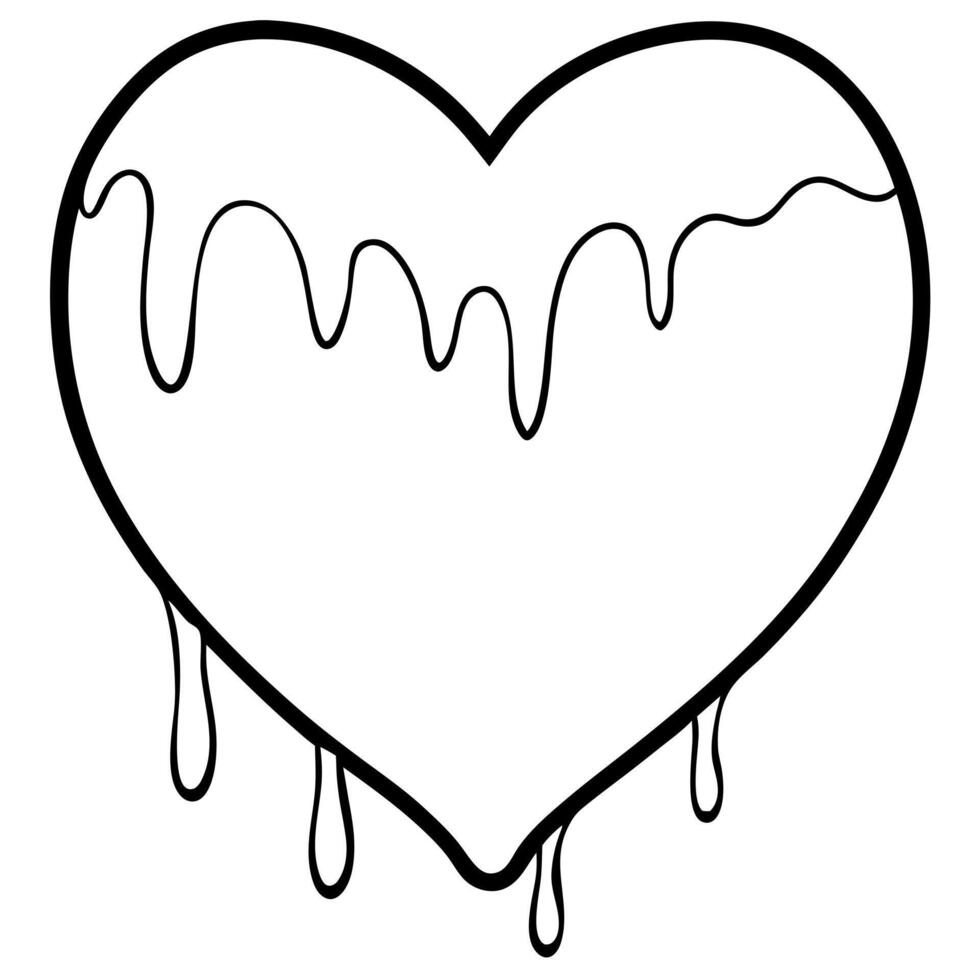 melting heart, illustration line art vector