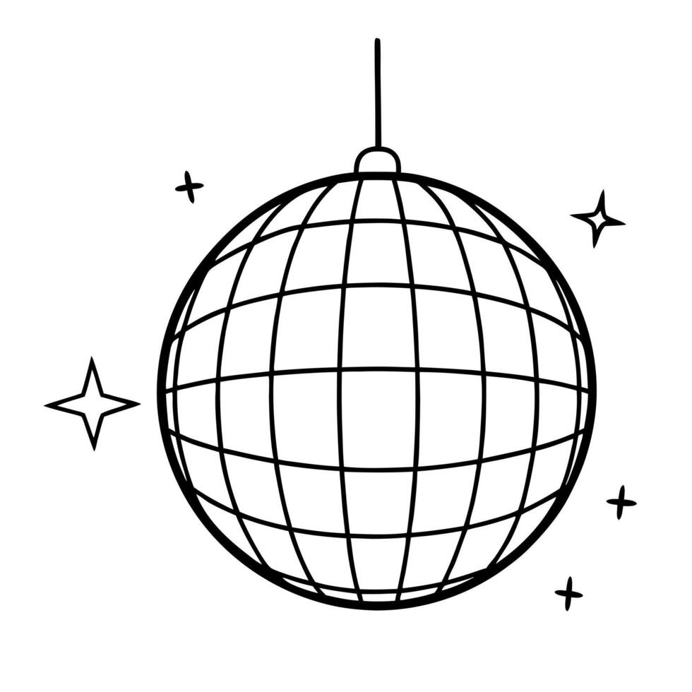 disco ball, illustration line art vector