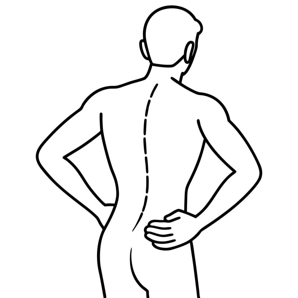 dolor de espalda, illustration line art vector