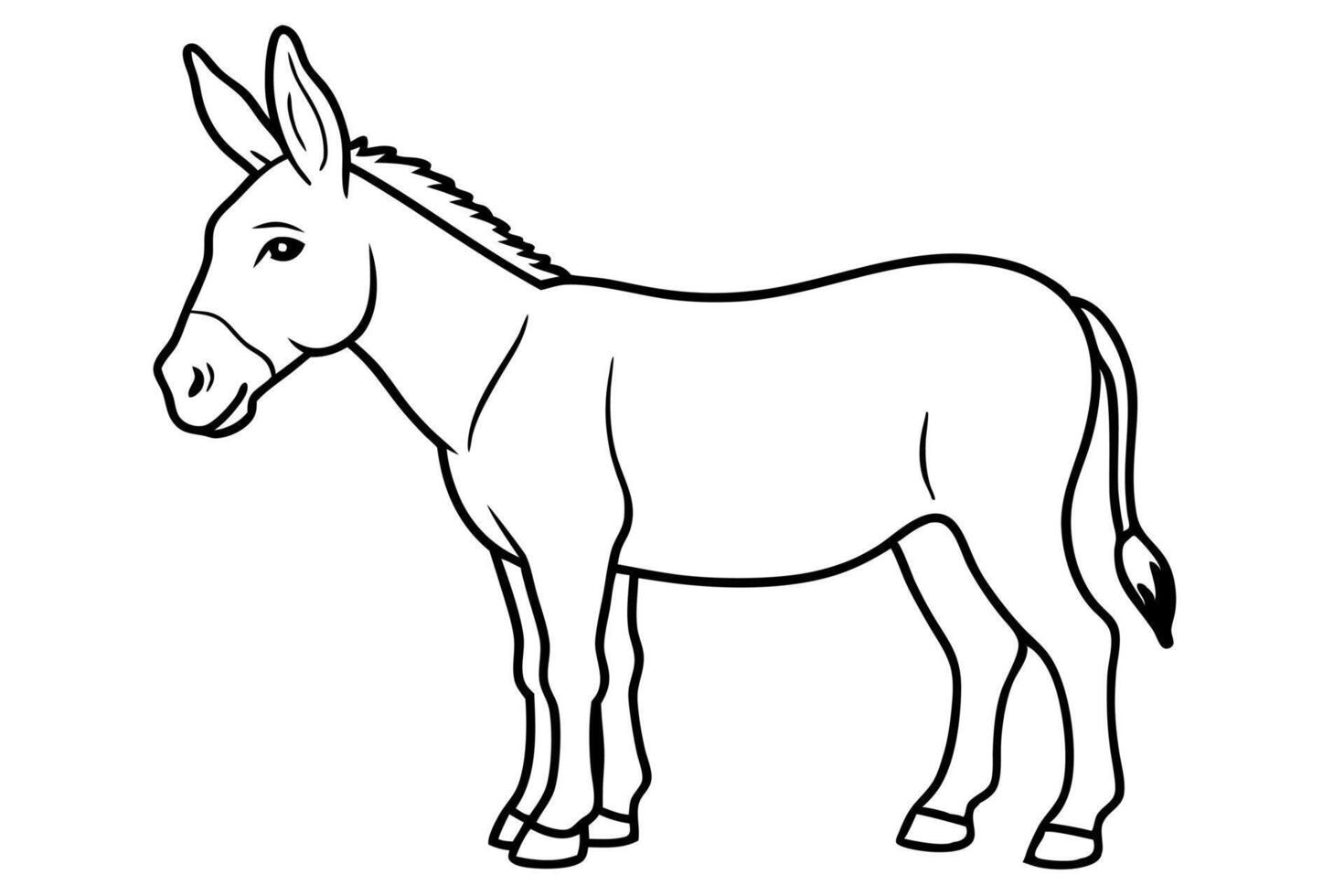 a donkey linar on white background, illustration line art vector