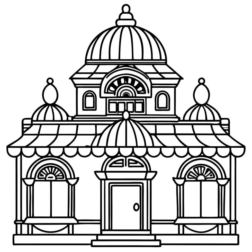 extra fancy and adorable little russian vintage store, illustration line art vector