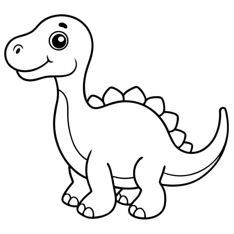 cute dinosaur coloring page, illustration line art vector