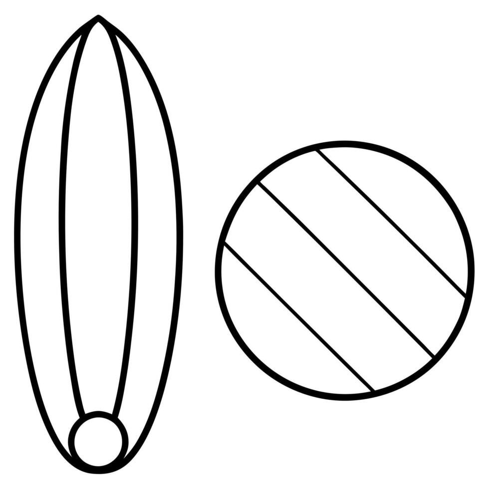 surfboard ball icon for summer, illustration line art vector