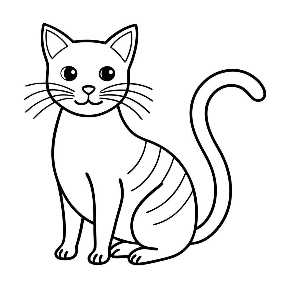 a minimalistic and elegant illustration of a cute happy cat on a light ivory background the cat is vector