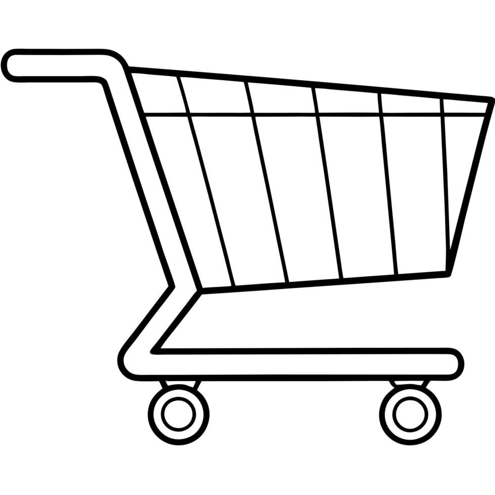 shop cart, illustration line art vector