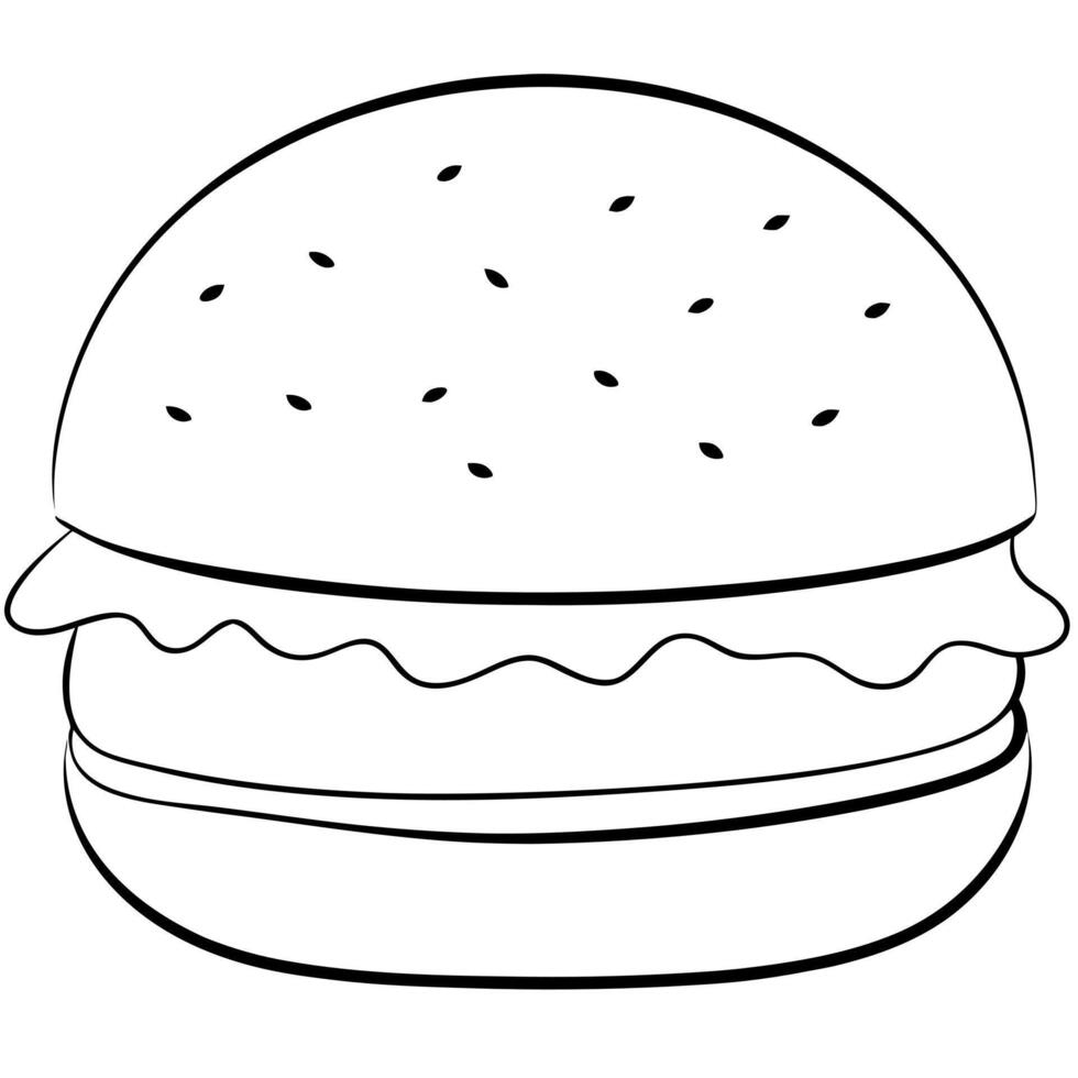 cheeseburger, illustration line art vector