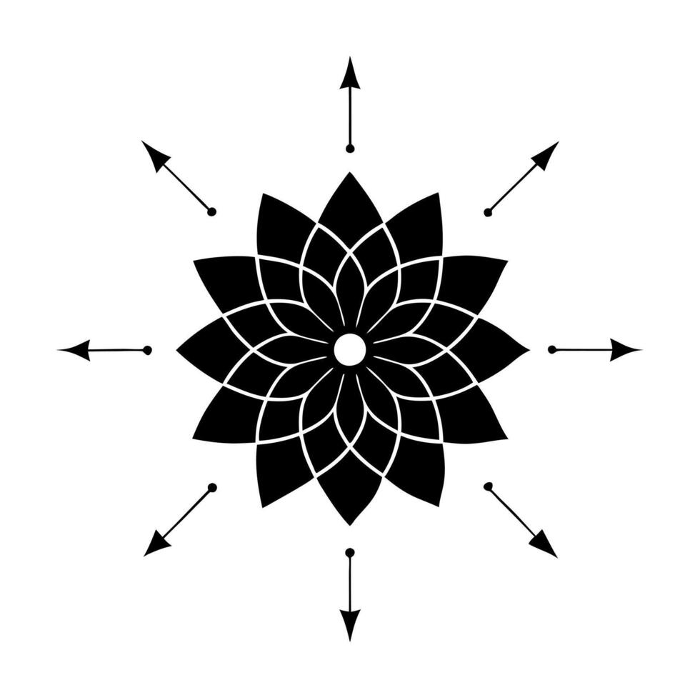 add subtle directional lines or arrows that guide the eye around the mandala, enhancing its vector
