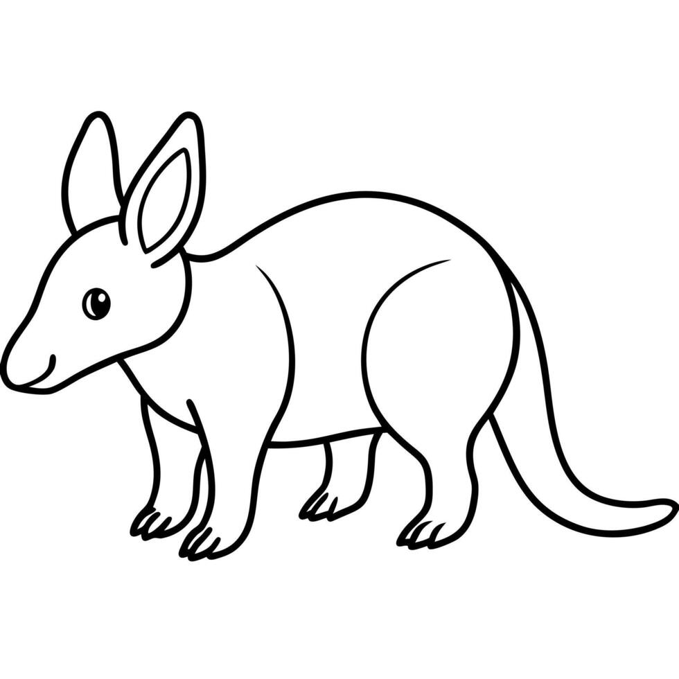 a drawing of a simple cute aardvark, illustration line art vector