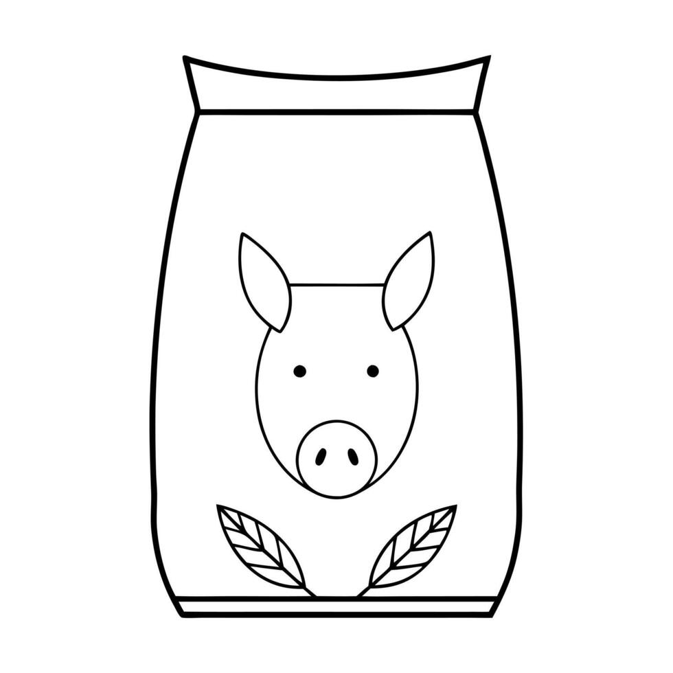 animal feed bag, illustration line art vector
