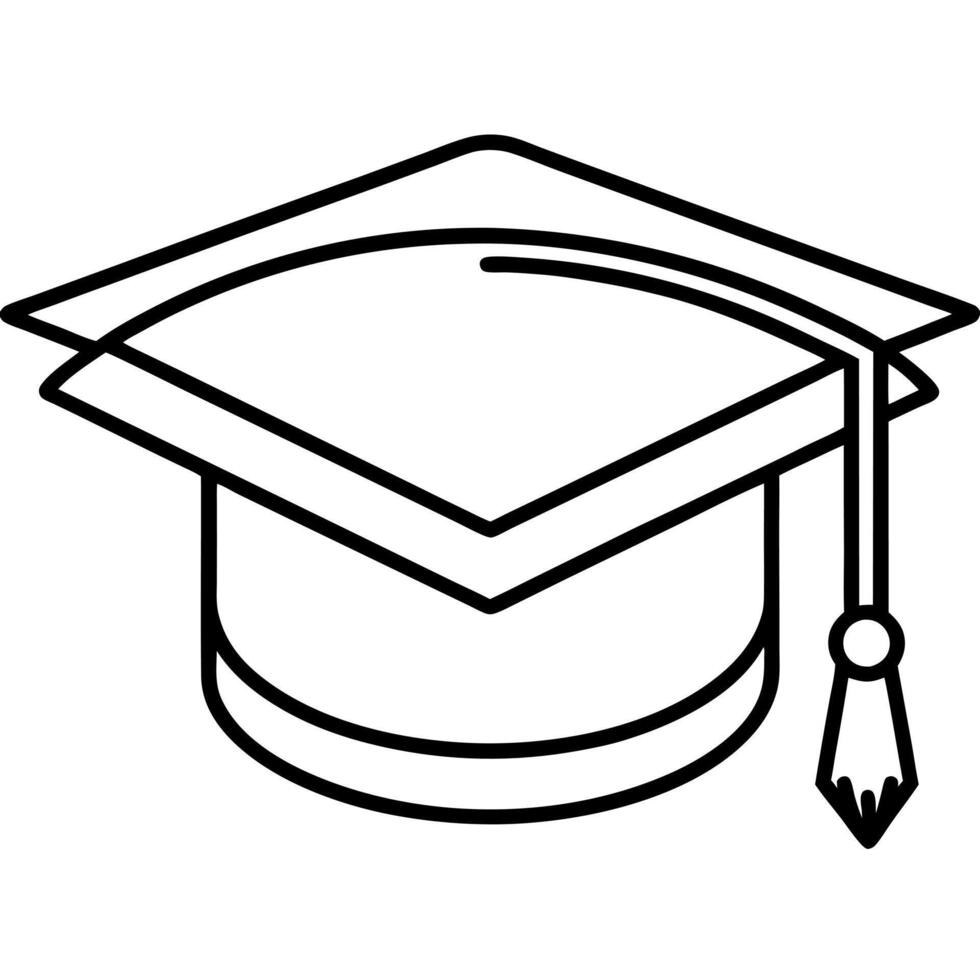 academic hat, illustration line art vector