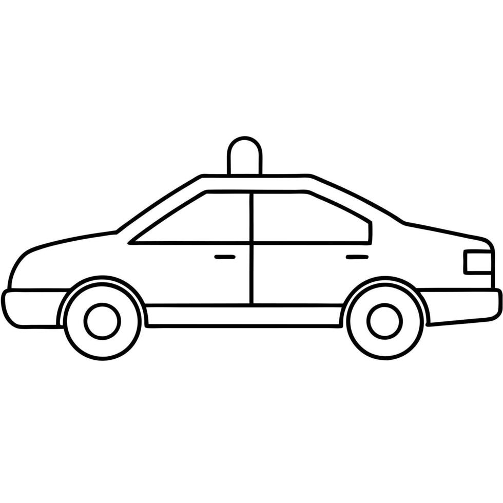 show a simple line art of apolice car no shading, high contrast, illustration it must have vector
